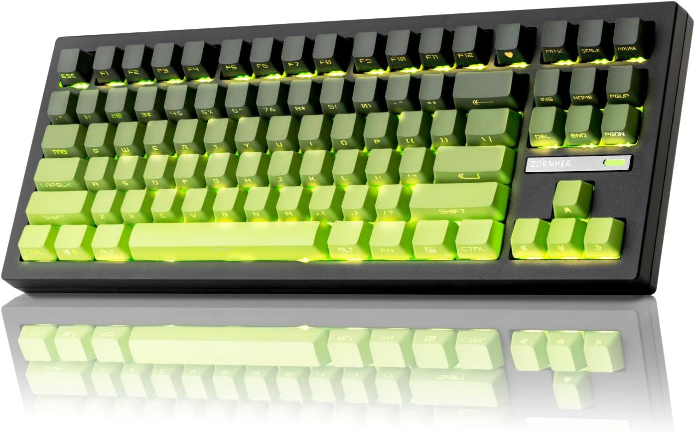 ZH870 Wireless Mechanical Gaming Keyboard,80% Black Custom Creamy Sound Keyboard with Shine through PBT Keycaps,Pre-Lubed Linear Switches,Hot-Swappable,Rgb Backlit,2.4Ghz/Usb-C/Bt5.0