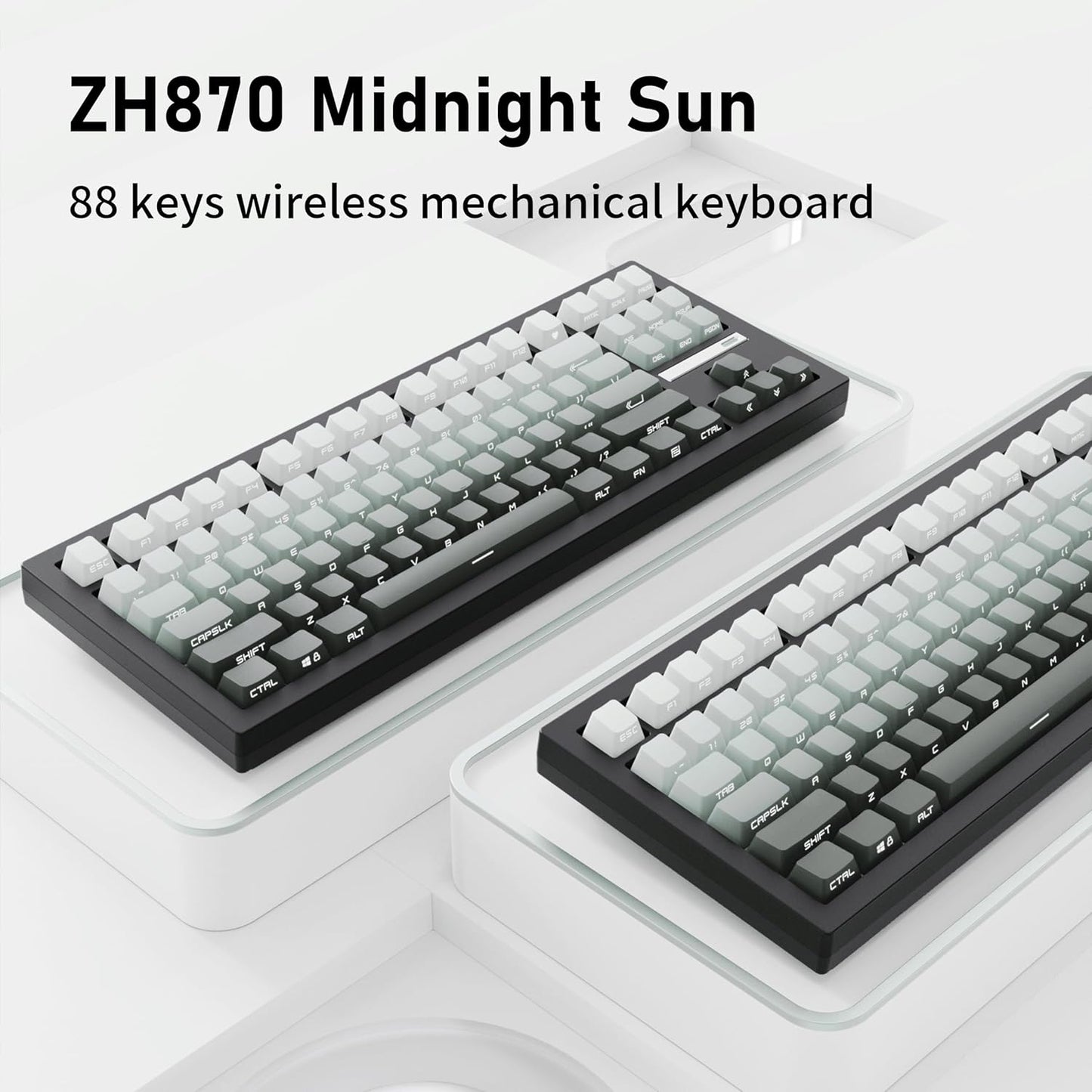 ZH870 Wireless Mechanical Gaming Keyboard,80% Black Custom Creamy Sound Keyboard with Shine through PBT Keycaps,Pre-Lubed Linear Switches,Hot-Swappable,Rgb Backlit,2.4Ghz/Usb-C/Bt5.0