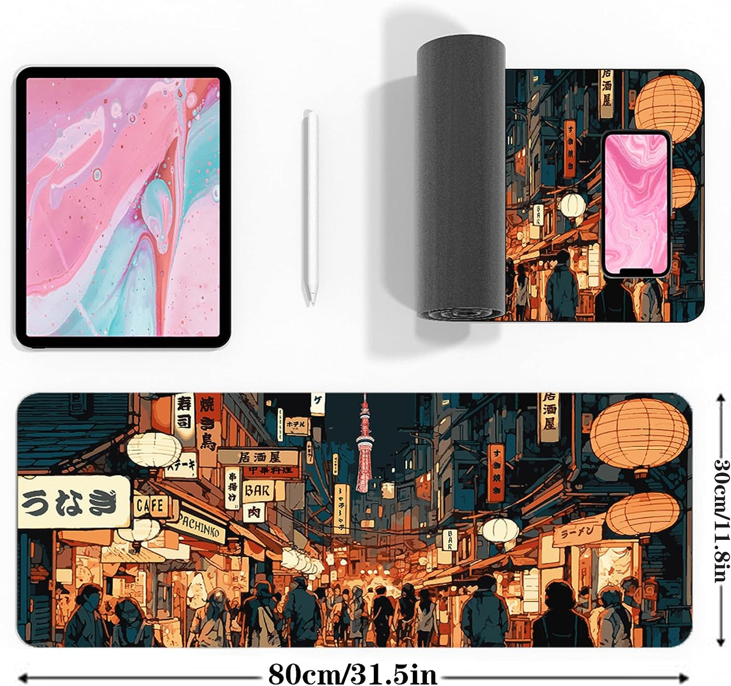 Japanese Street Gaming Mouse Pad Large Anime Mouse Pad Mat Desk Pad 31.5 X 11.8