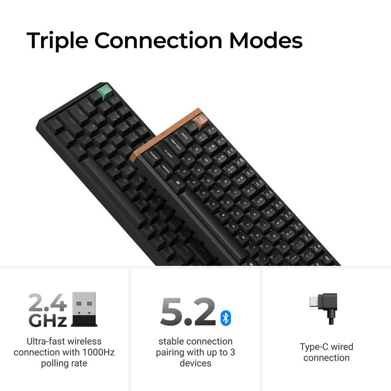 Keychron K4 HE 96% Wireless RGB Hall Effect Keyboard, Gateron Double-Rail Magnetic Switch, Rapid Trigger & Adjustable Actuation, QMK, 2.4Ghz & BT 5.2, for Mac/Windows/Linux, Aluminum-Wood Frame, Black