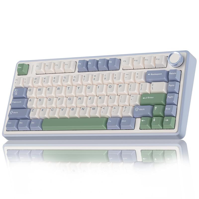 Official AULA F75 75% Wireless Mechanical Gaming Keyboard with Hot Swappable Tri-Mode USB Charging Keyboard RGB Rainbow Backlight Knob Control Gaming Cream Keyboard Budget Keyboard Bluetooth Office PC Accessories Dealsforyoudays Back School Supplies