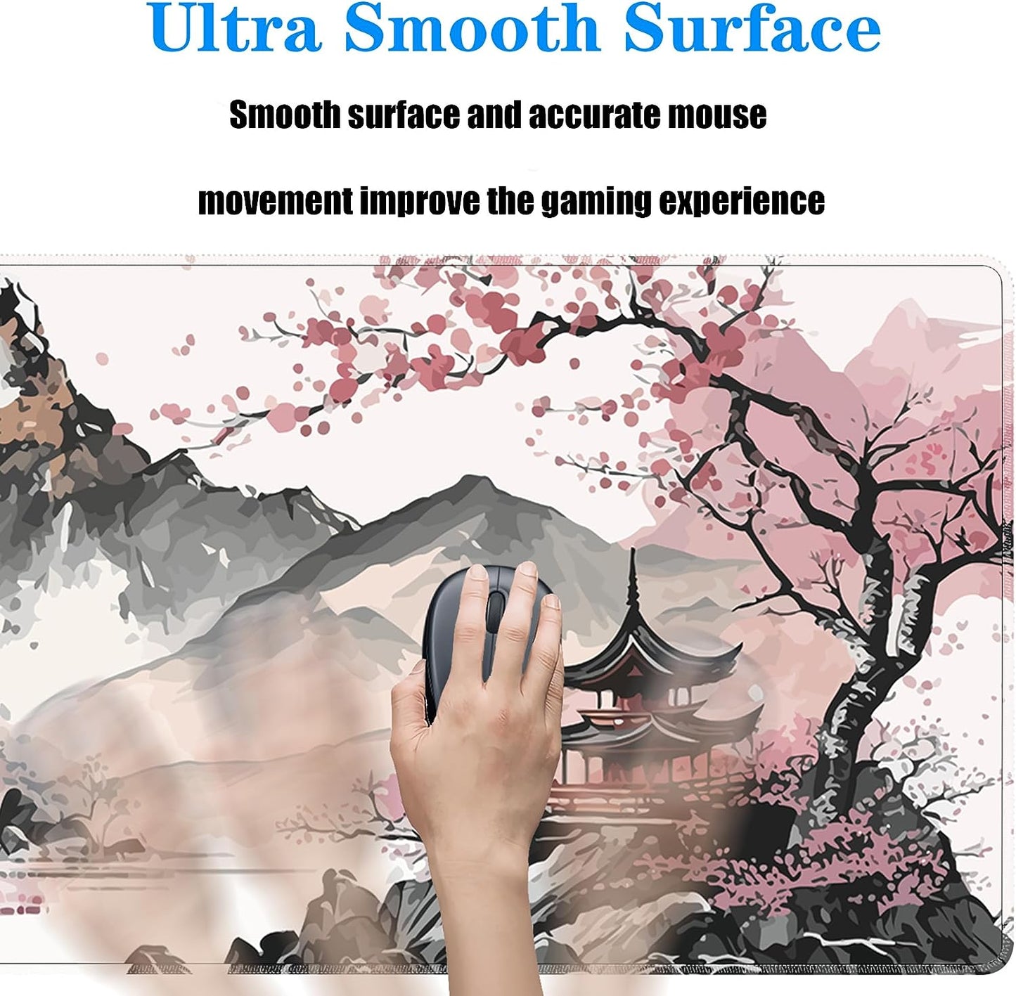 Watercolor Cherry Blossom Large Gaming Mouse Pad,Mouse Pad Gaming 31.5 X 11.8 In