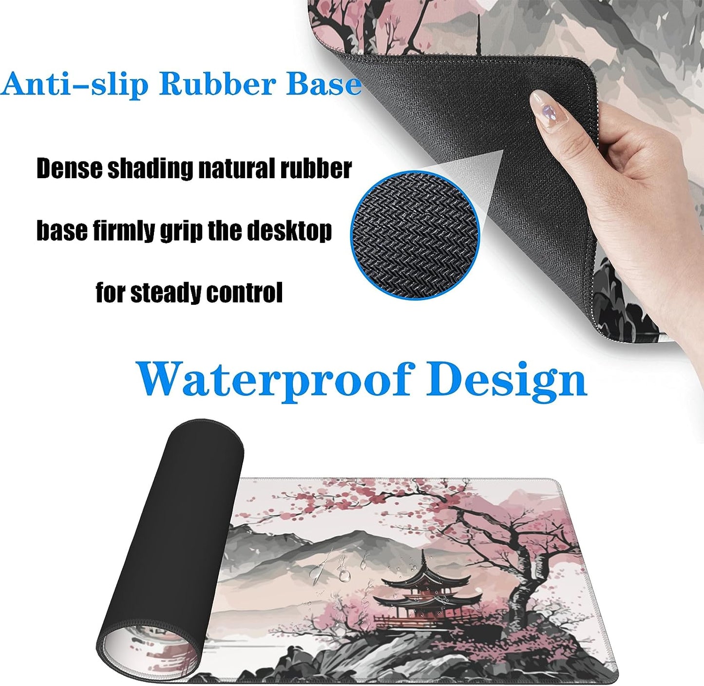 Watercolor Cherry Blossom Large Gaming Mouse Pad,Mouse Pad Gaming 31.5 X 11.8 In