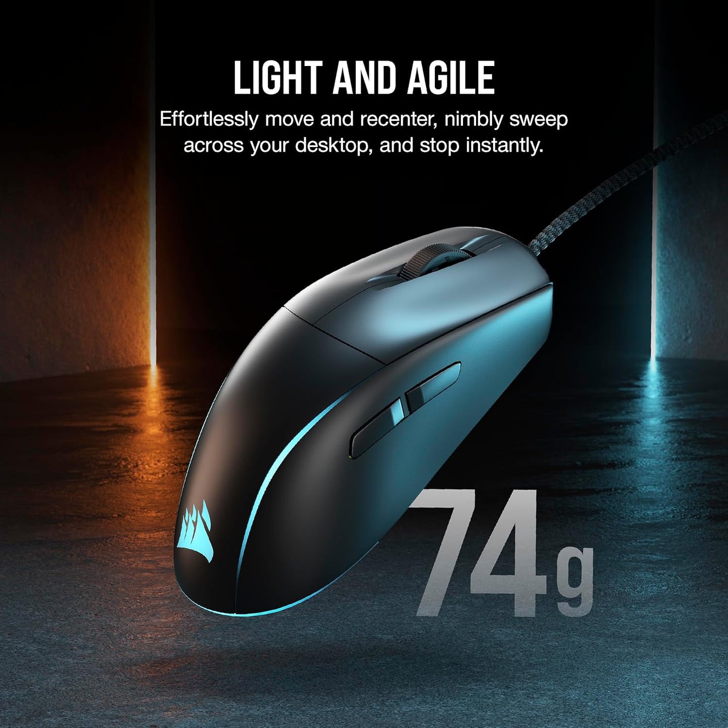 M75 Wired RGB Lightweight FPS Gaming Mouse – 26,000 DPI – Swappable Side Buttons – PC – Black