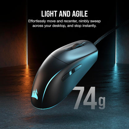 M75 Wired RGB Lightweight FPS Gaming Mouse – 26,000 DPI – Swappable Side Buttons – PC – Black