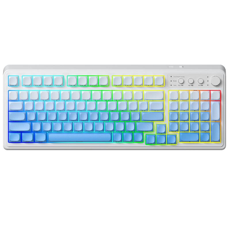AULA S99 Key Keyboard, Tri-Mode Bluetooth/2.4Ghz/Usb-C Cute Creamy Gaming Keyboard with Number Pad RGB Backlit, Media Knob Custom Mechanical Feel Computer Keyboard for MAC Xbox PC Gamer - Purple S99 Keyboard Fixed Keycaps & Switches (Non-Replaceable)