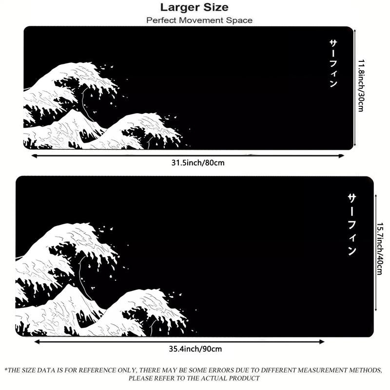 Wave Pattern Mouse Pad, 1 Count Anti-Slip Rubber Base Mouse Pad, Large Gaming Mouse Pad, Office Accessories