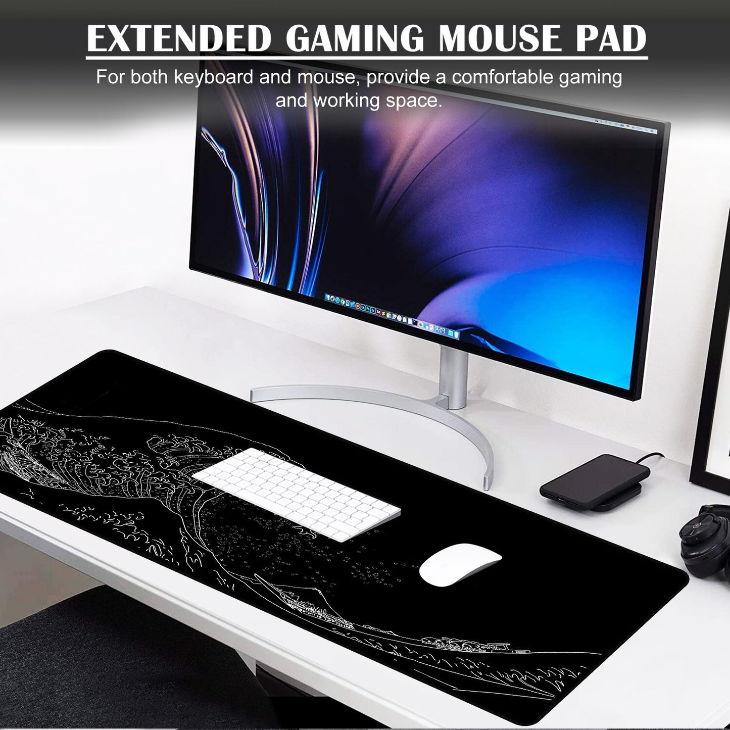 Extra Large Gaming Extended XL Mouse Pad with Free USB Light, 900 X 400 X 3 MM