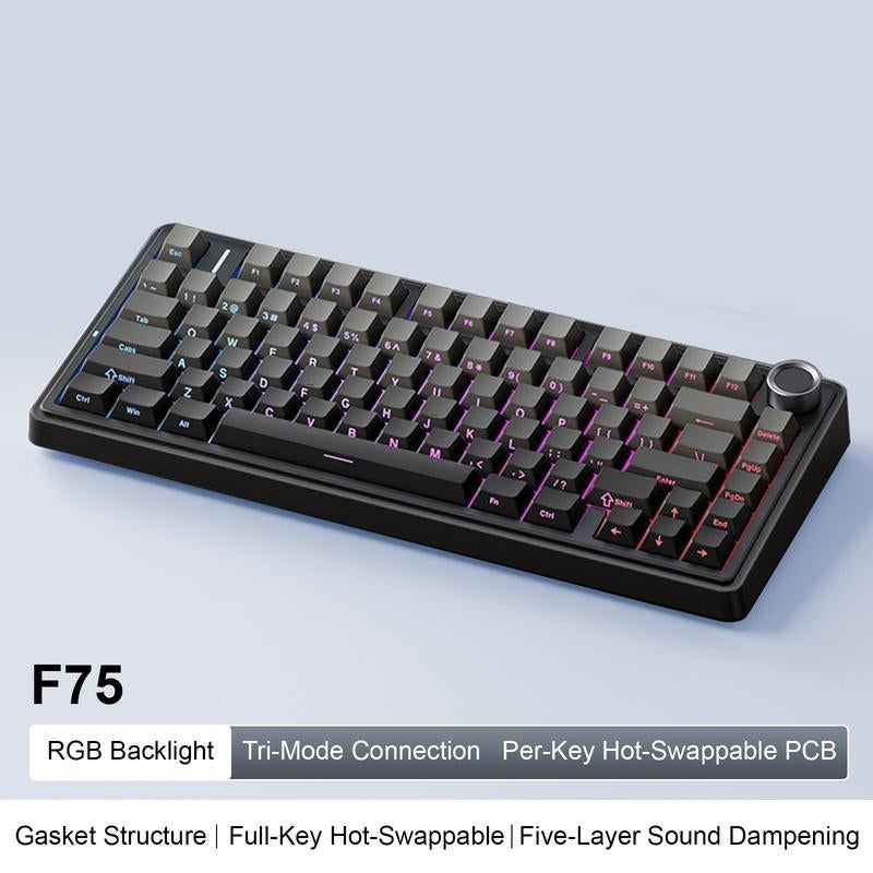 F75 Wireless Mechanical Keyboard Bluetooth Three-Mode Customized Gasket Full-Key Hot-Swappable 2.4 Wireless Keyboard Gaming Wired Keyboard