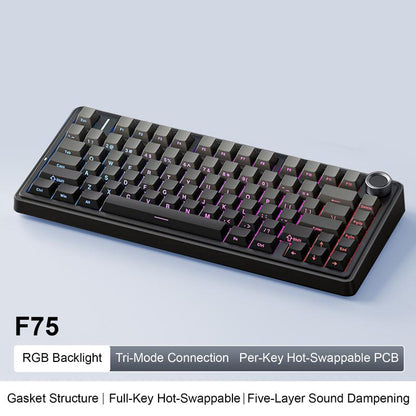 F75 Wireless Mechanical Keyboard Bluetooth Three-Mode Customized Gasket Full-Key Hot-Swappable 2.4 Wireless Keyboard Gaming Wired Keyboard