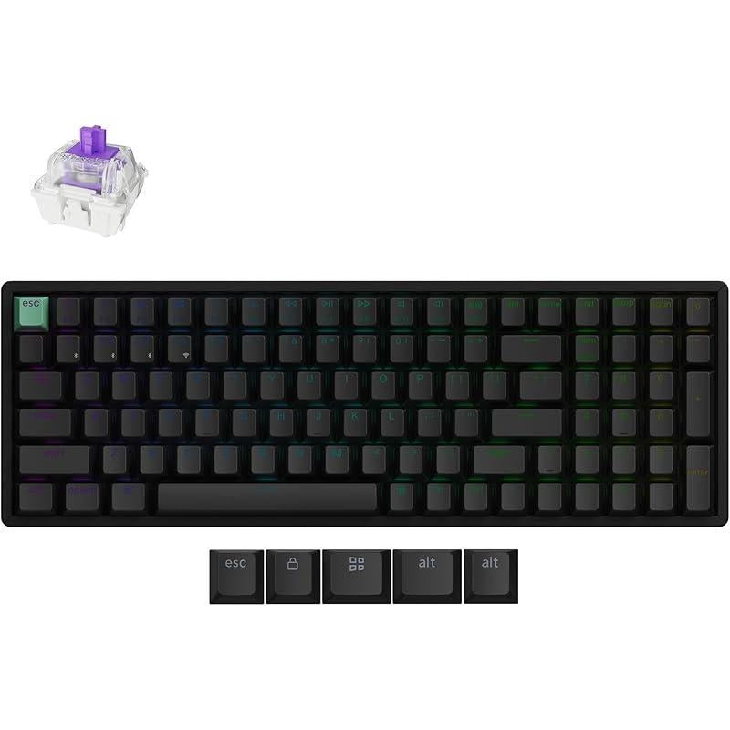 Keychron K4 HE 96% Wireless RGB Hall Effect Keyboard, Gateron Double-Rail Magnetic Switch, Rapid Trigger & Adjustable Actuation, QMK, 2.4Ghz & BT 5.2, for Mac/Windows/Linux, Aluminum-Wood Frame, Black