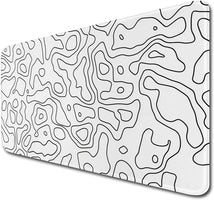 White Topographic Mouse Pad,Xxl 15.7X35.4 Inch Large Gaming Mouse Mat,Non-Slip Base Desk Mat,Extended Game Mousepad Keyboard Pad Long Desk Pad for Computer,Keyboard,Home,Office