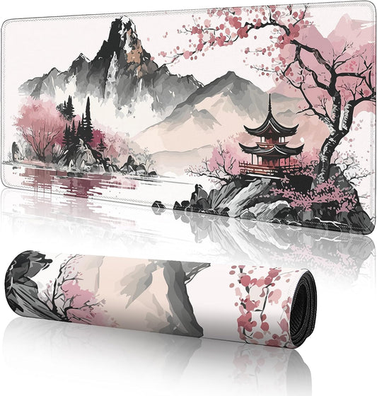 Watercolor Cherry Blossom Large Gaming Mouse Pad,Mouse Pad Gaming 31.5 X 11.8 In