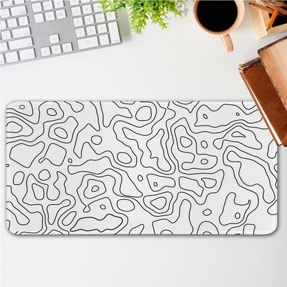White Topographic Mouse Pad,Xxl 15.7X35.4 Inch Large Gaming Mouse Mat,Non-Slip Base Desk Mat,Extended Game Mousepad Keyboard Pad Long Desk Pad for Computer,Keyboard,Home,Office