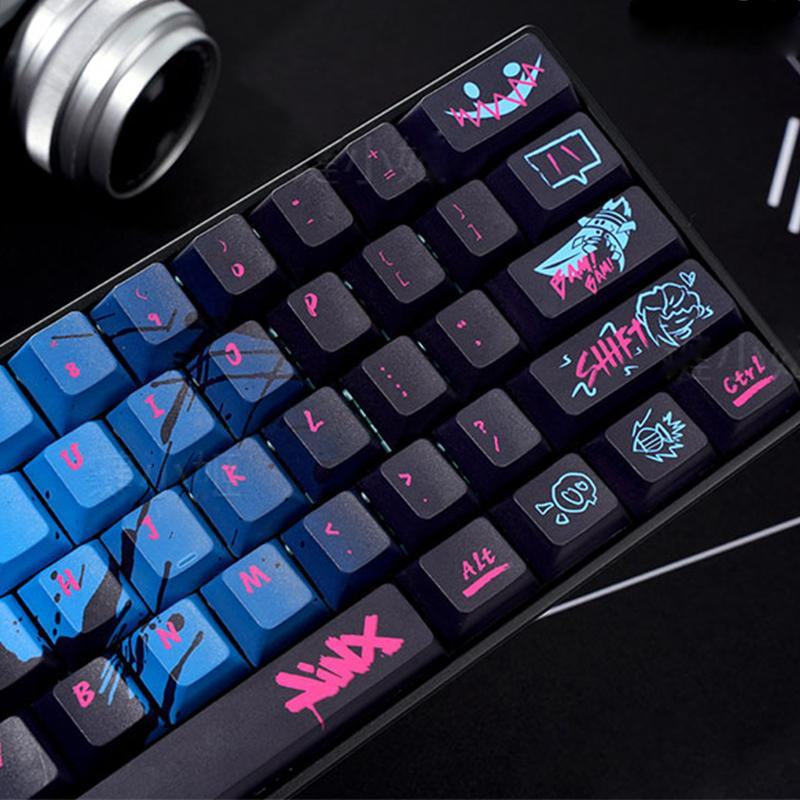 Graffiti Theme Keycap, PBT Keyboard Keycap, Personality Game Esports LOL Battle of the Two Cities Tuya 60 87 98, 135 Keys OEM Height Material