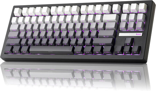 ZH870 Wireless Mechanical Gaming Keyboard,80% Black Custom Creamy Sound Keyboard with Shine through PBT Keycaps,Pre-Lubed Linear Switches,Hot-Swappable,Rgb Backlit,2.4Ghz/Usb-C/Bt5.0