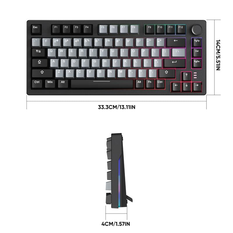 ARZOPA 75% Mechanical Gaming Keyboard Wired, RGB Backlit 81 Keys Compact Mechanical Keyboard Socket Dedicated Red Switch Gasket Mount Keyboard Knob Volume Control Linear Sound Absorbing Pads for Game and Office, Suitable for Windows Laptop PC Mac