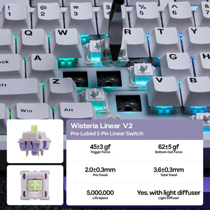 Epomaker Galaxy100 1800 ANSI Layout via Gaming Wireless Keyboard with Knob - Aluminum Gasket Keyboard with Cushioning Materials South-Facing RGB Backlight Hot-Swappable Creamy Keyboards Tri-Mode USB Charging Bluetooth Custom Tiktokshopbacktoschool