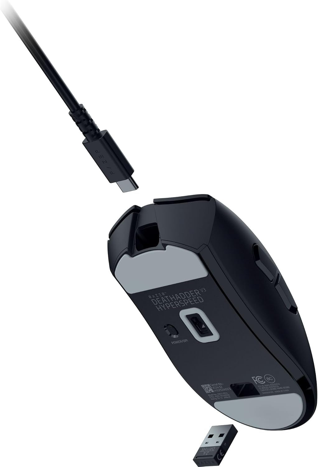 Deathadder V3 Hyperspeed Wireless Gaming Mouse: 55G Lightweight - USB C Charging - up to 100 Hr Battery - Advanced 26K Optical Sensor - Gen-3 Optical Switches - 8 Programmable Controls - Black