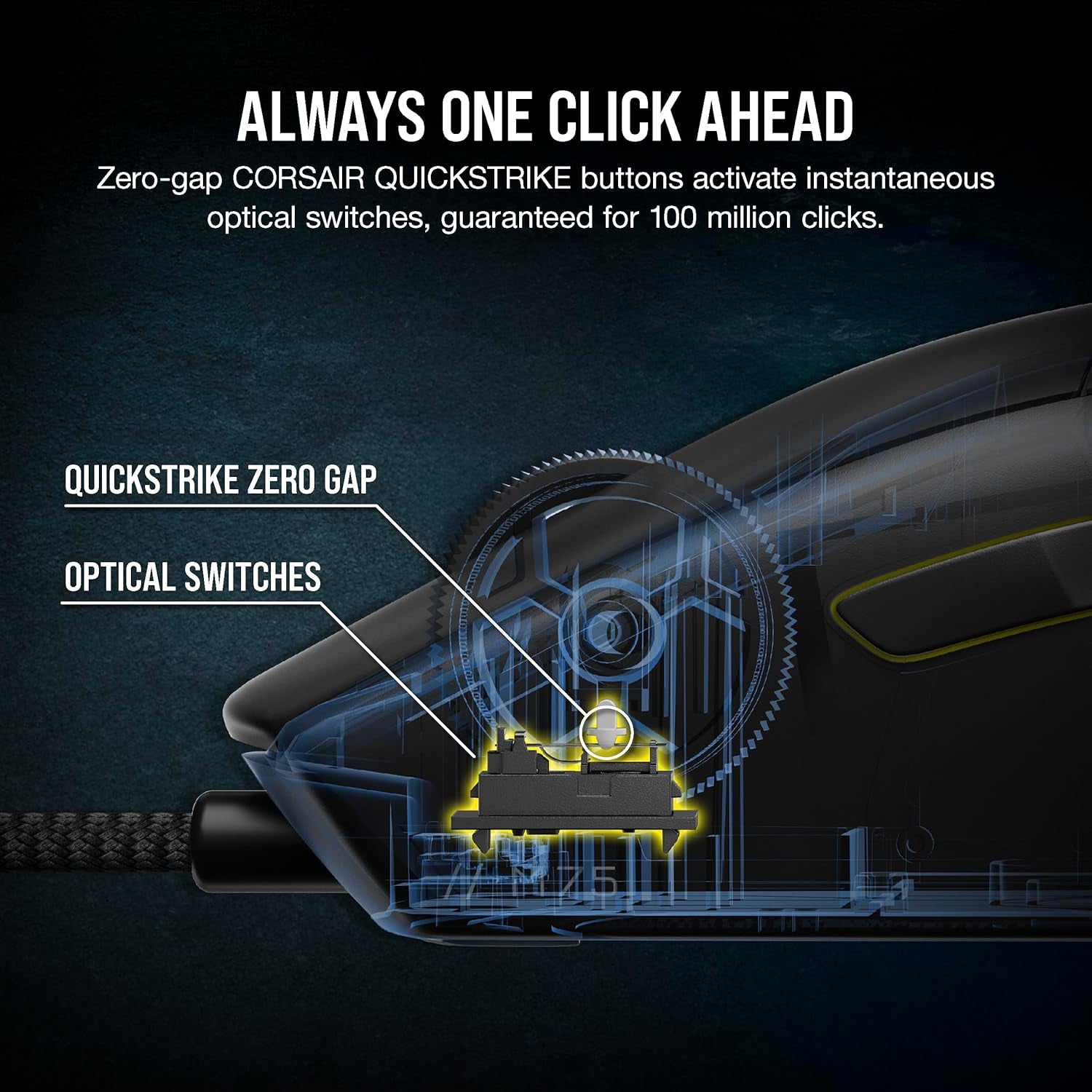 M75 Wired RGB Lightweight FPS Gaming Mouse – 26,000 DPI – Swappable Side Buttons – PC – Black