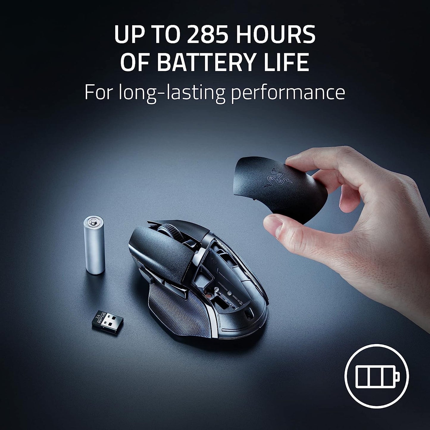 Basilisk V3 X Hyperspeed Customizable Wireless Gaming Mouse: Mechanical Switches Gen-2-5G Advanced 18K Optical Sensor - Chroma RGB 9 Programmable Controls 535 Hr Battery Classic Black