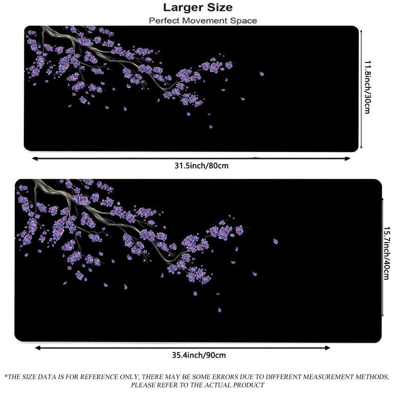 Cherry Blossoms Pattern Mouse Pad, 1 Count Extended Large Mouse Mat, Desk Pad, Stitched Edges Keyboard Pad, Non-Slip Rubber Base Gaming Mouse Pad, Office Accessories
