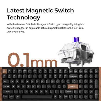 Keychron K4 HE 96% Wireless RGB Hall Effect Keyboard, Gateron Double-Rail Magnetic Switch, Rapid Trigger & Adjustable Actuation, QMK, 2.4Ghz & BT 5.2, for Mac/Windows/Linux, Aluminum-Wood Frame, Black
