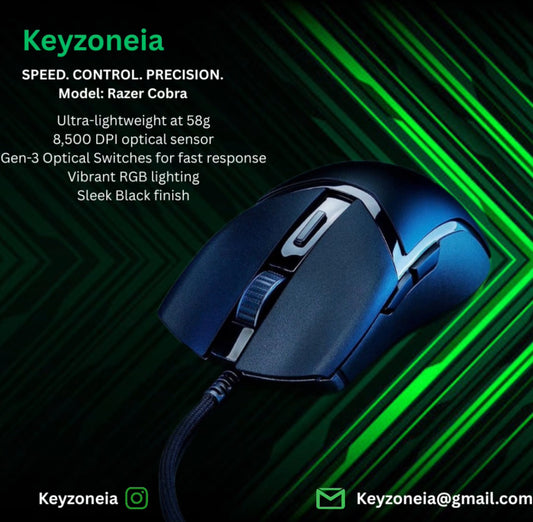 Razer Cobra – 58g, 8.5K DPI, Gen-3 Optical Switches, RGB, Black