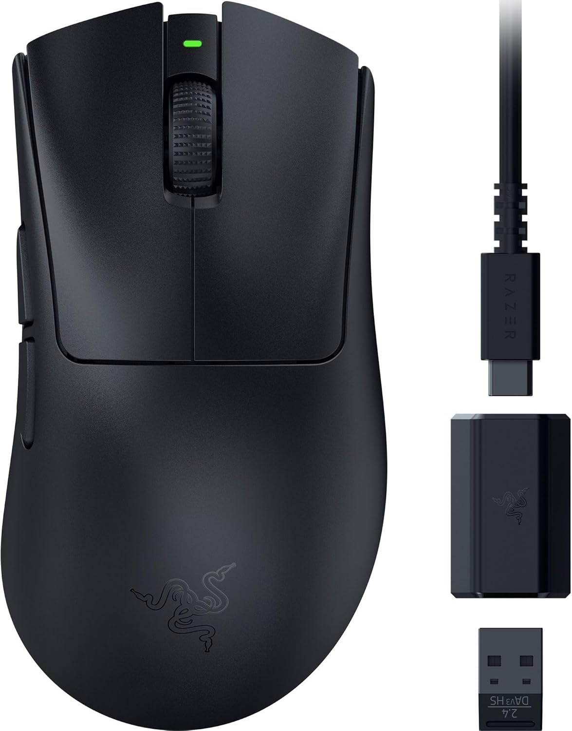 Deathadder V3 Hyperspeed Wireless Gaming Mouse: 55G Lightweight - USB C Charging - up to 100 Hr Battery - Advanced 26K Optical Sensor - Gen-3 Optical Switches - 8 Programmable Controls - Black