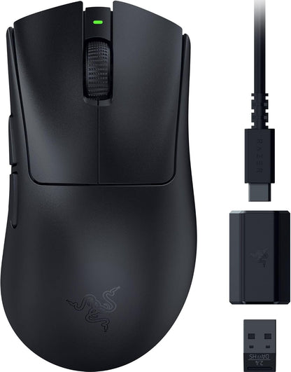 Deathadder V3 Hyperspeed Wireless Gaming Mouse: 55G Lightweight - USB C Charging - up to 100 Hr Battery - Advanced 26K Optical Sensor - Gen-3 Optical Switches - 8 Programmable Controls - Black