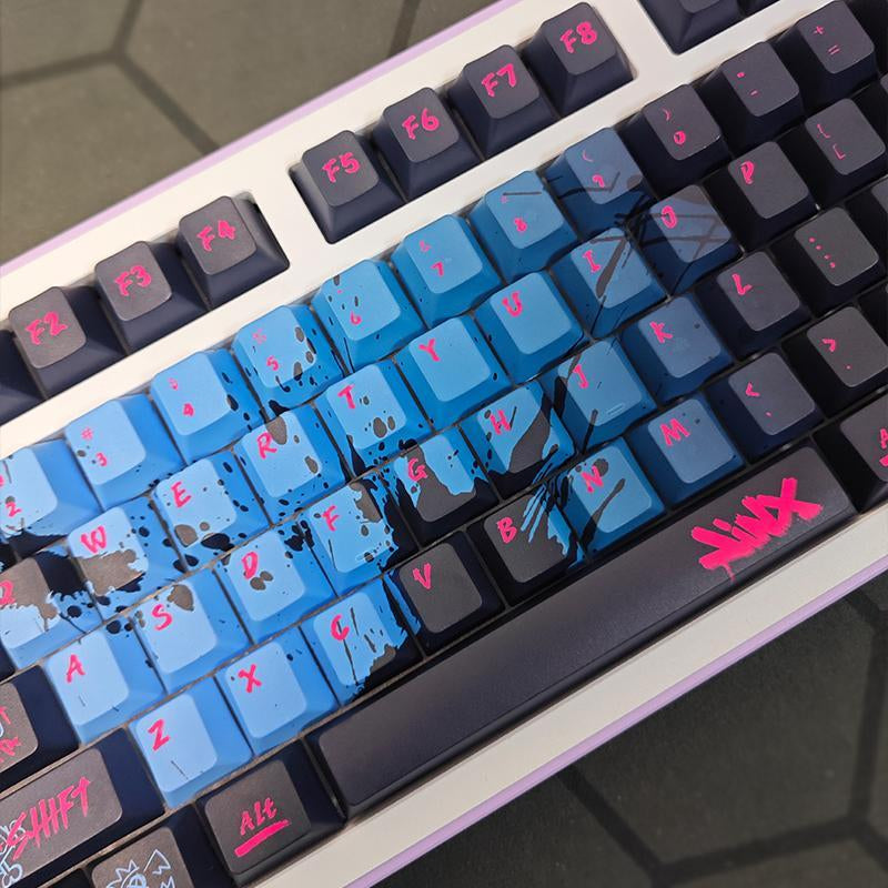 Graffiti Theme Keycap, PBT Keyboard Keycap, Personality Game Esports LOL Battle of the Two Cities Tuya 60 87 98, 135 Keys OEM Height Material