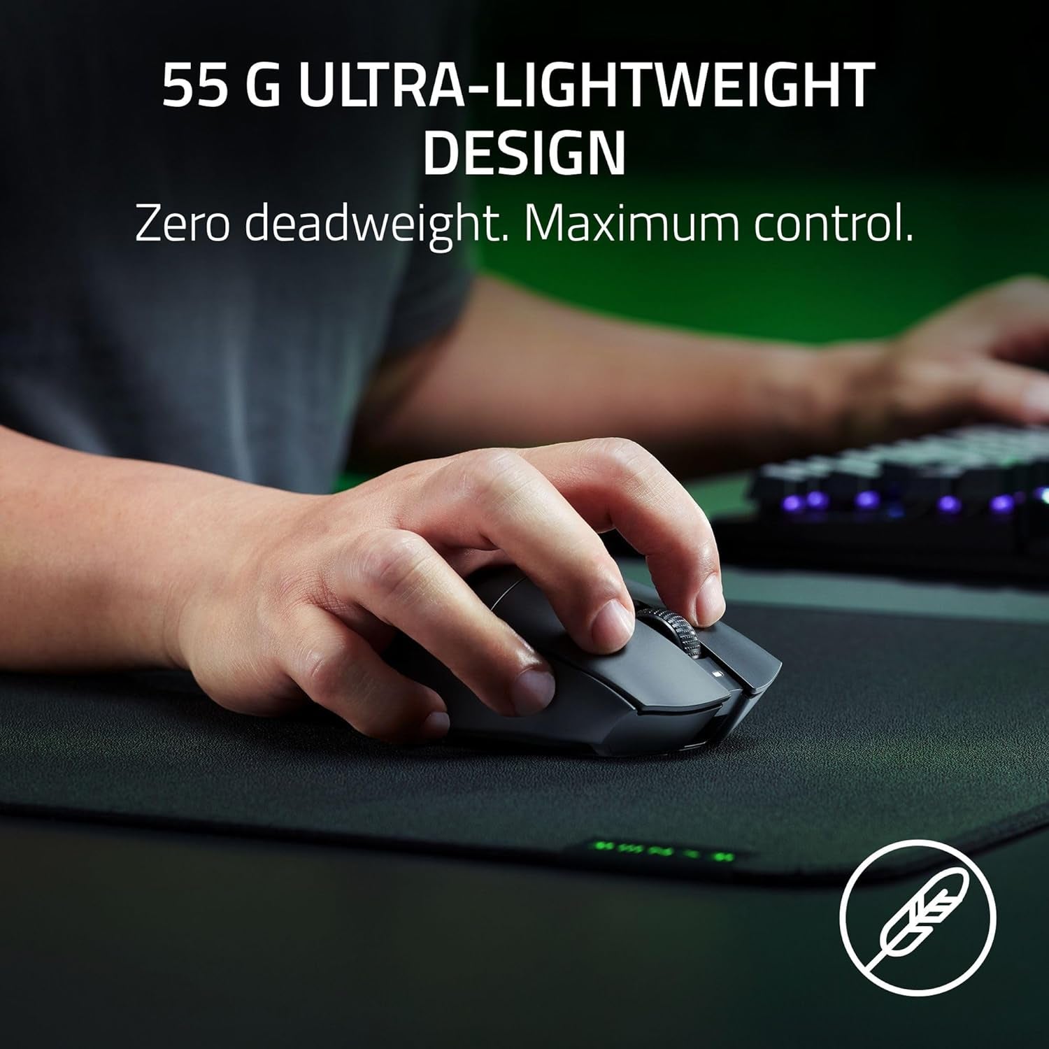 Deathadder V3 Hyperspeed Wireless Gaming Mouse: 55G Lightweight - USB C Charging - up to 100 Hr Battery - Advanced 26K Optical Sensor - Gen-3 Optical Switches - 8 Programmable Controls - Black
