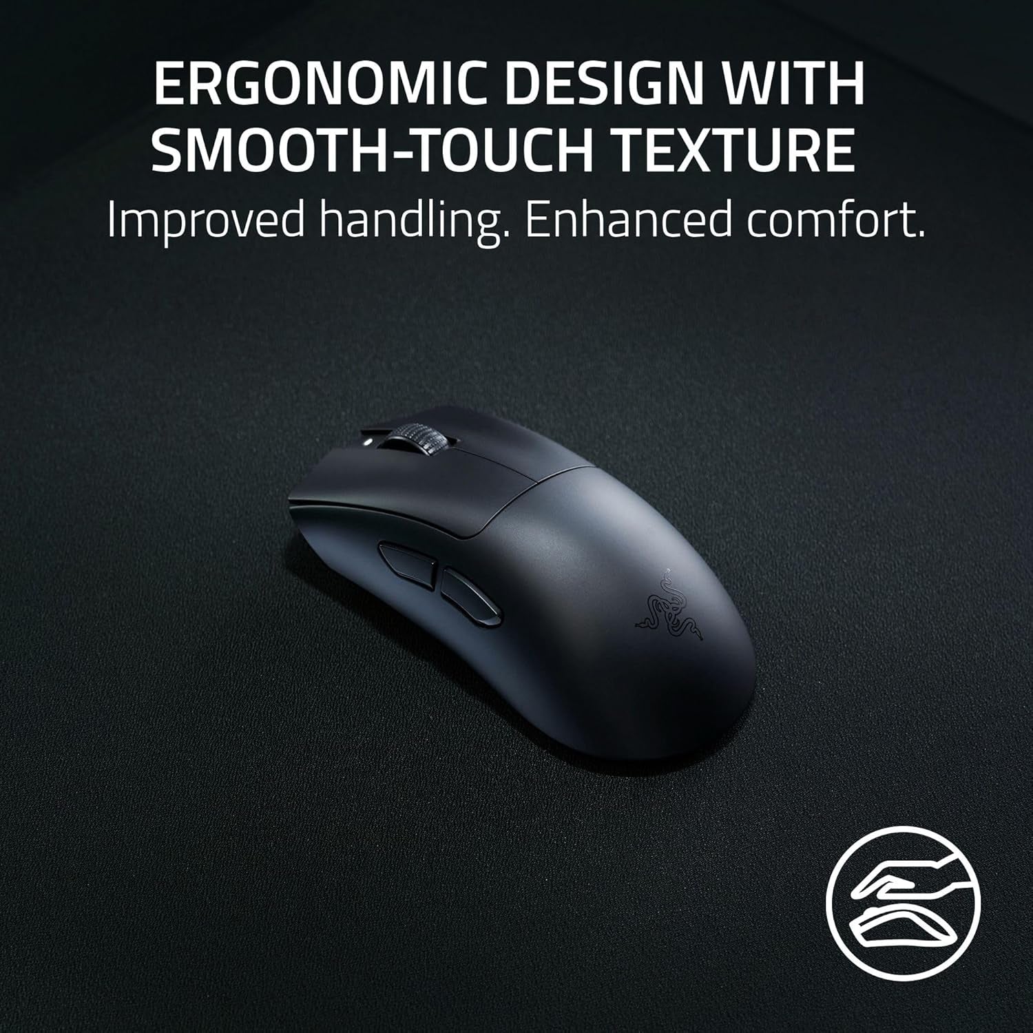 Deathadder V3 Hyperspeed Wireless Gaming Mouse: 55G Lightweight - USB C Charging - up to 100 Hr Battery - Advanced 26K Optical Sensor - Gen-3 Optical Switches - 8 Programmable Controls - Black