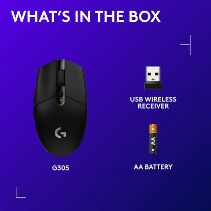 305 LIGHTSPEED Wireless Gaming Mouse, Hero 12K Sensor, 12,000 DPI, Lightweight, 6 Programmable Buttons, 250H Battery Life, On-Board Memory, Pc/Mac - Black