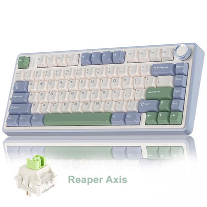 Official AULA F75 75% Wireless Mechanical Gaming Keyboard with Hot Swappable Tri-Mode USB Charging Keyboard RGB Rainbow Backlight Knob Control Gaming Cream Keyboard Budget Keyboard Bluetooth Office PC Accessories Dealsforyoudays Back School Supplies