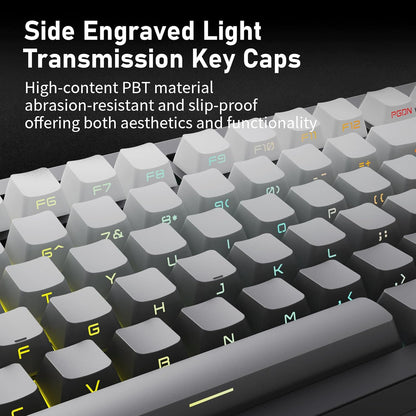 ZH870 Wireless Mechanical Gaming Keyboard,80% Black Custom Creamy Sound Keyboard with Shine through PBT Keycaps,Pre-Lubed Linear Switches,Hot-Swappable,Rgb Backlit,2.4Ghz/Usb-C/Bt5.0