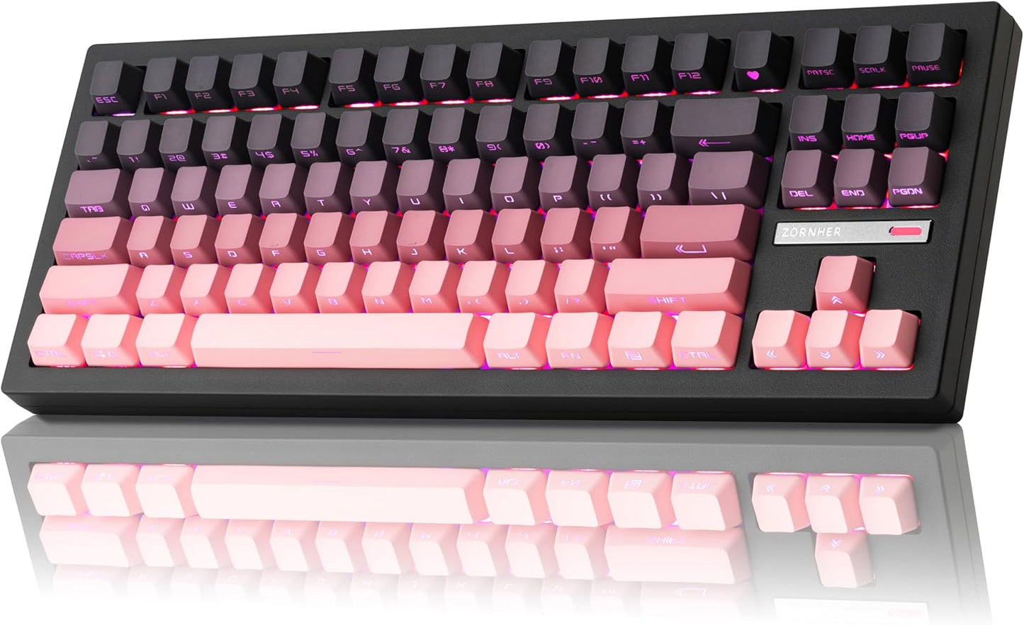 ZH870 Wireless Mechanical Gaming Keyboard,80% Black Custom Creamy Sound Keyboard with Shine through PBT Keycaps,Pre-Lubed Linear Switches,Hot-Swappable,Rgb Backlit,2.4Ghz/Usb-C/Bt5.0