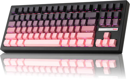 ZH870 Wireless Mechanical Gaming Keyboard,80% Black Custom Creamy Sound Keyboard with Shine through PBT Keycaps,Pre-Lubed Linear Switches,Hot-Swappable,Rgb Backlit,2.4Ghz/Usb-C/Bt5.0