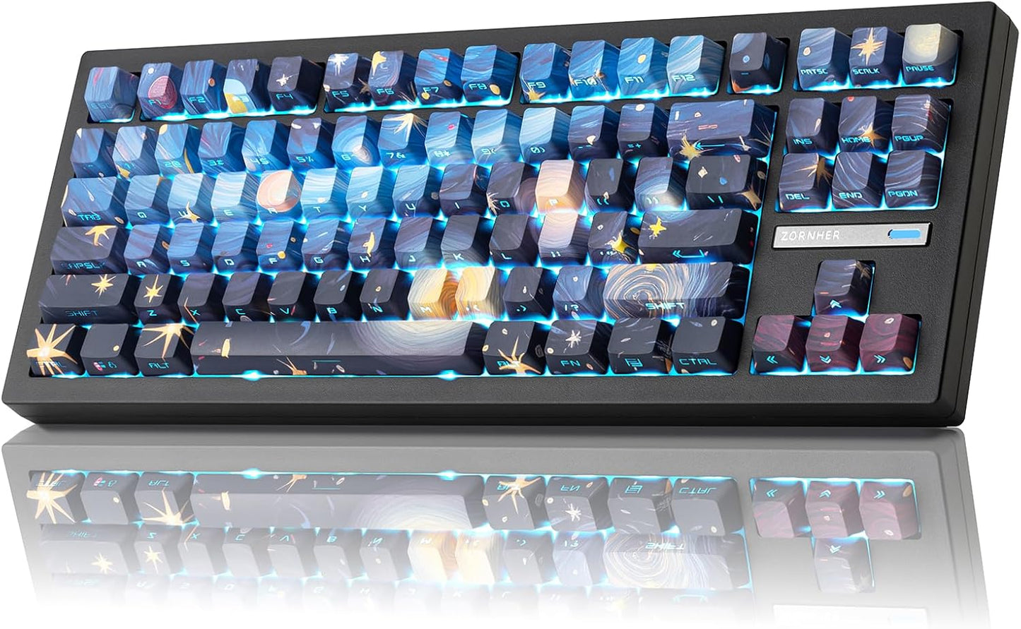 ZH870 Wireless Mechanical Gaming Keyboard,80% Black Custom Creamy Sound Keyboard with Shine through PBT Keycaps,Pre-Lubed Linear Switches,Hot-Swappable,Rgb Backlit,2.4Ghz/Usb-C/Bt5.0