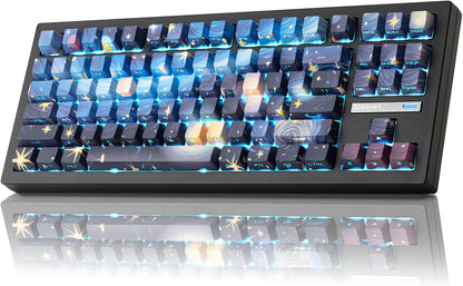 ZH870 Wireless Mechanical Gaming Keyboard,80% Black Custom Creamy Sound Keyboard with Shine through PBT Keycaps,Pre-Lubed Linear Switches,Hot-Swappable,Rgb Backlit,2.4Ghz/Usb-C/Bt5.0