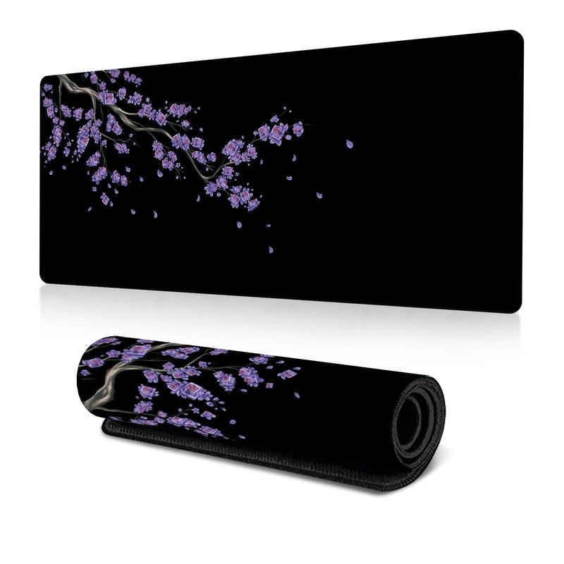 Cherry Blossoms Pattern Mouse Pad, 1 Count Extended Large Mouse Mat, Desk Pad, Stitched Edges Keyboard Pad, Non-Slip Rubber Base Gaming Mouse Pad, Office Accessories