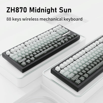 ZH870 Wireless Mechanical Gaming Keyboard,80% Black Custom Creamy Sound Keyboard with Shine through PBT Keycaps,Pre-Lubed Linear Switches,Hot-Swappable,Rgb Backlit,2.4Ghz/Usb-C/Bt5.0