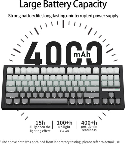 ZH870 Wireless Mechanical Gaming Keyboard,80% Black Custom Creamy Sound Keyboard with Shine through PBT Keycaps,Pre-Lubed Linear Switches,Hot-Swappable,Rgb Backlit,2.4Ghz/Usb-C/Bt5.0