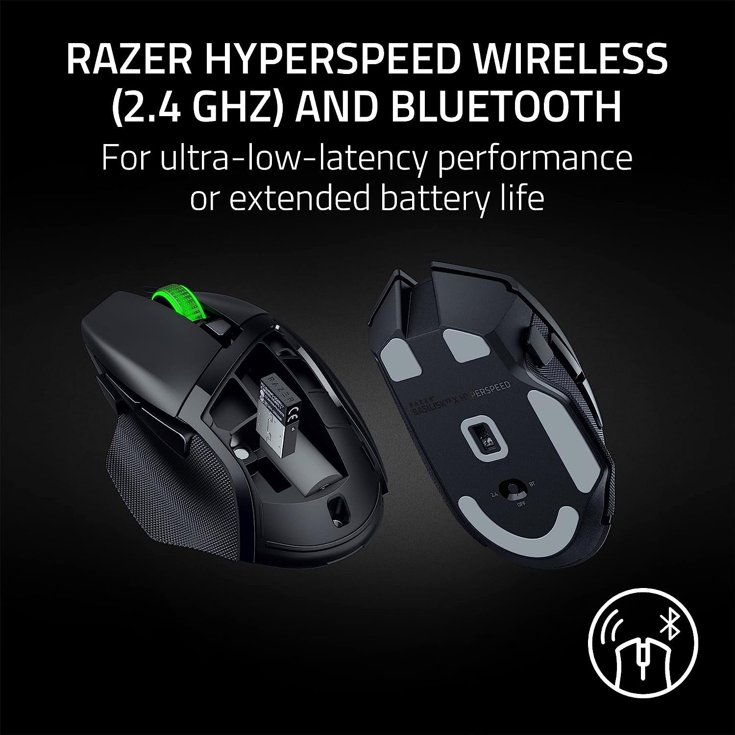Basilisk V3 X Hyperspeed Customizable Wireless Gaming Mouse: Mechanical Switches Gen-2-5G Advanced 18K Optical Sensor - Chroma RGB 9 Programmable Controls 535 Hr Battery Classic Black
