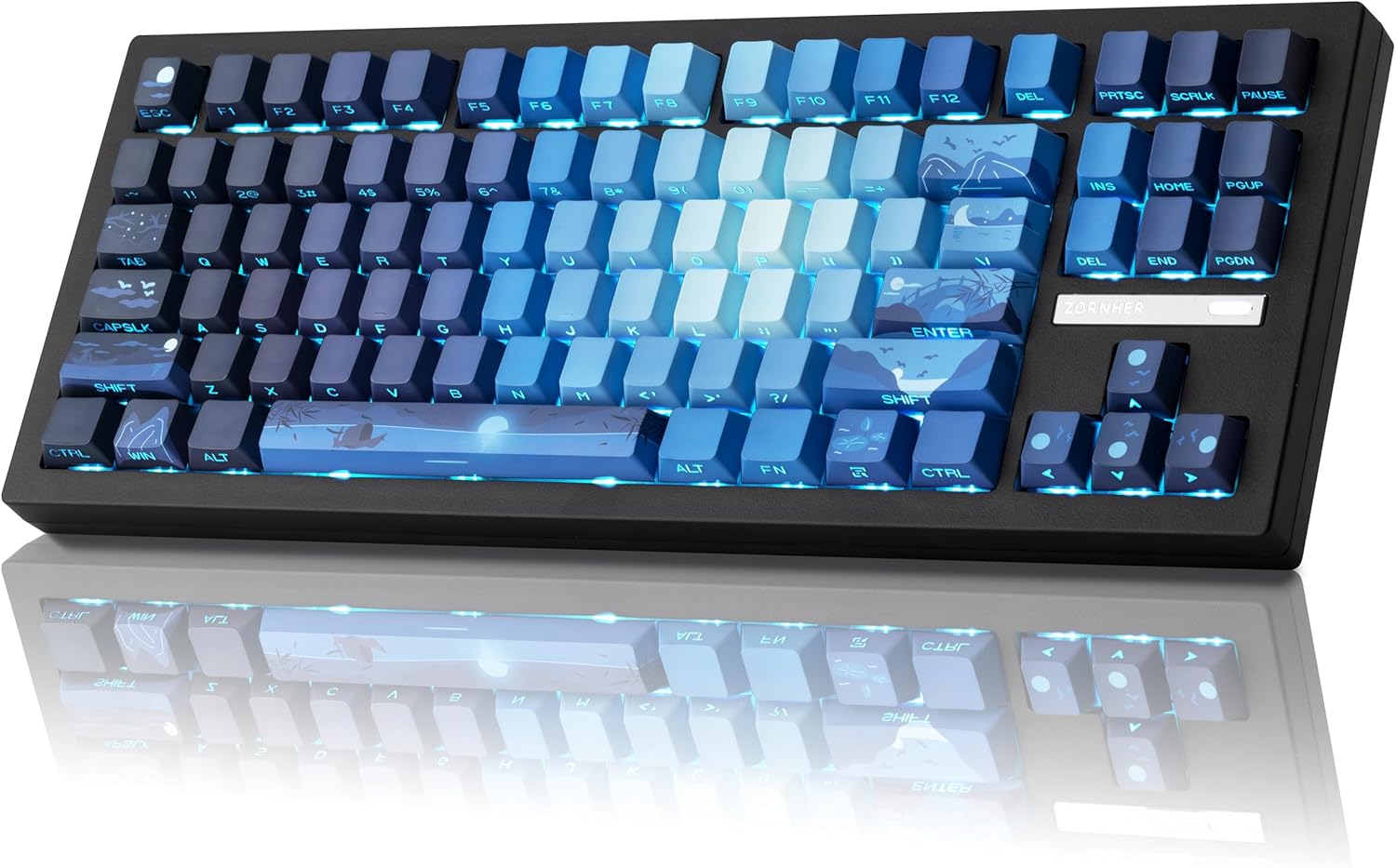 ZH870 Wireless Mechanical Gaming Keyboard,80% Black Custom Creamy Sound Keyboard with Shine through PBT Keycaps,Pre-Lubed Linear Switches,Hot-Swappable,Rgb Backlit,2.4Ghz/Usb-C/Bt5.0