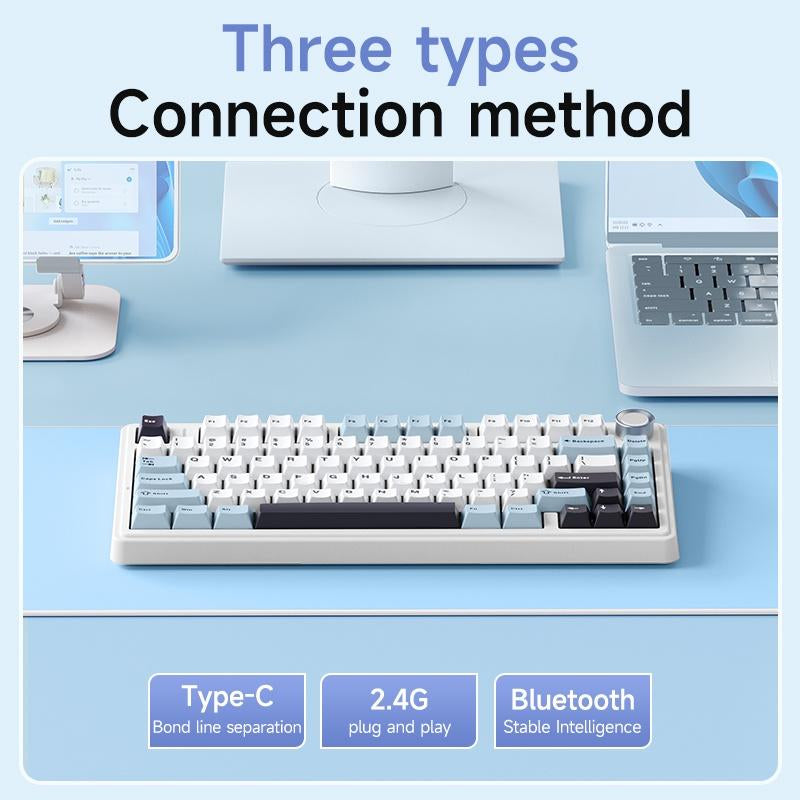 F75 Wireless Mechanical Keyboard Bluetooth Three-Mode Customized Gasket Full-Key Hot-Swappable 2.4 Wireless Keyboard Gaming Wired Keyboard