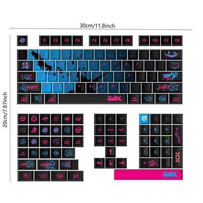 Graffiti Theme Keycap, PBT Keyboard Keycap, Personality Game Esports LOL Battle of the Two Cities Tuya 60 87 98, 135 Keys OEM Height Material