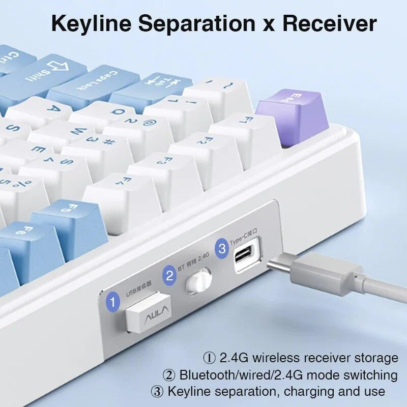 F75 Wireless Mechanical Keyboard Bluetooth Three-Mode Customized Gasket Full-Key Hot-Swappable 2.4 Wireless Keyboard Gaming Wired Keyboard