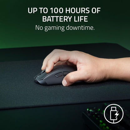 Deathadder V3 Hyperspeed Wireless Gaming Mouse: 55G Lightweight - USB C Charging - up to 100 Hr Battery - Advanced 26K Optical Sensor - Gen-3 Optical Switches - 8 Programmable Controls - Black