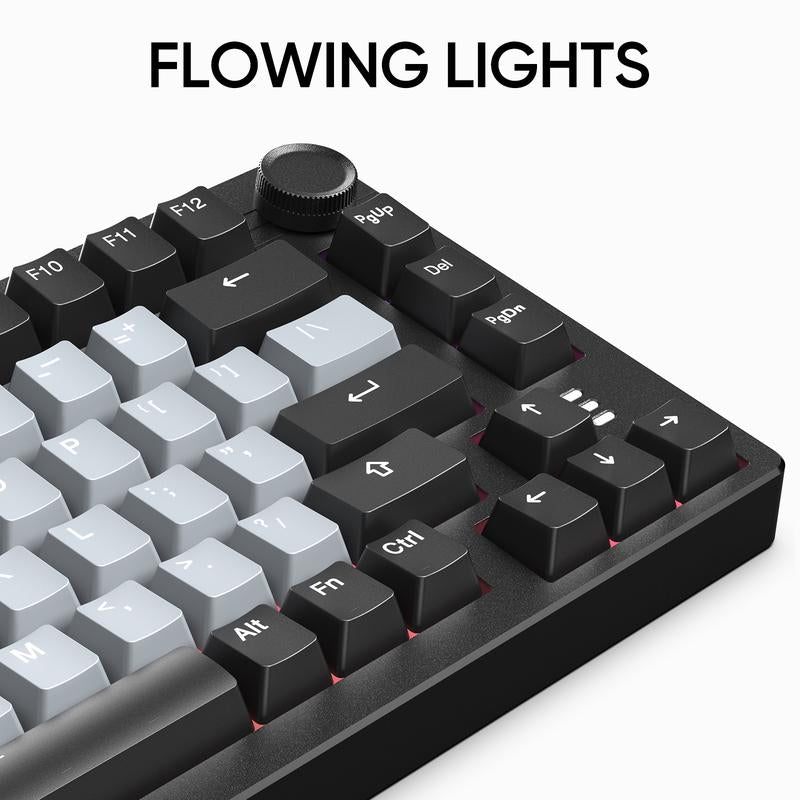 ARZOPA 75% Mechanical Gaming Keyboard Wired, RGB Backlit 81 Keys Compact Mechanical Keyboard Socket Dedicated Red Switch Gasket Mount Keyboard Knob Volume Control Linear Sound Absorbing Pads for Game and Office, Suitable for Windows Laptop PC Mac